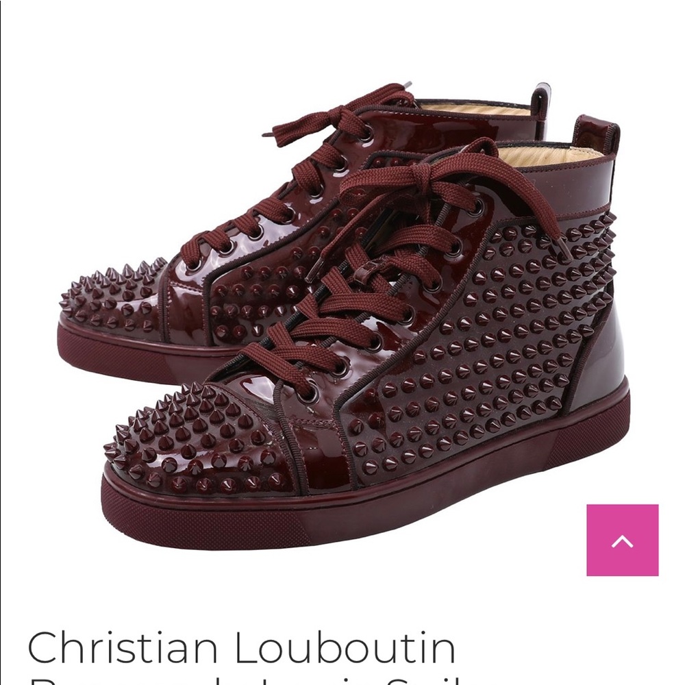 Christian louboutin burgundy spike sneakers